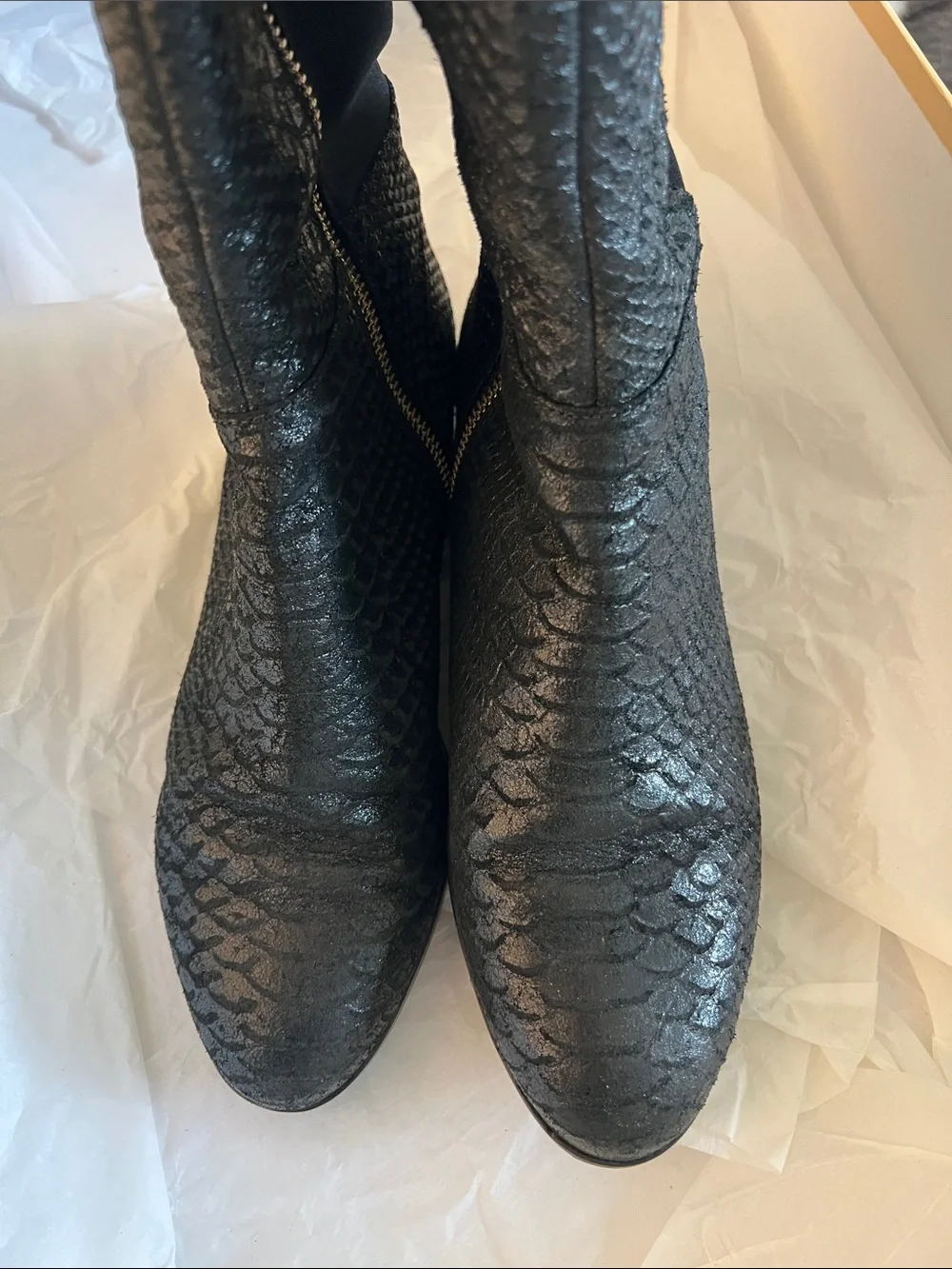 Michael Kors Bromley Flat Distressed Embossed Leather Zip Boots, Women’s 8M